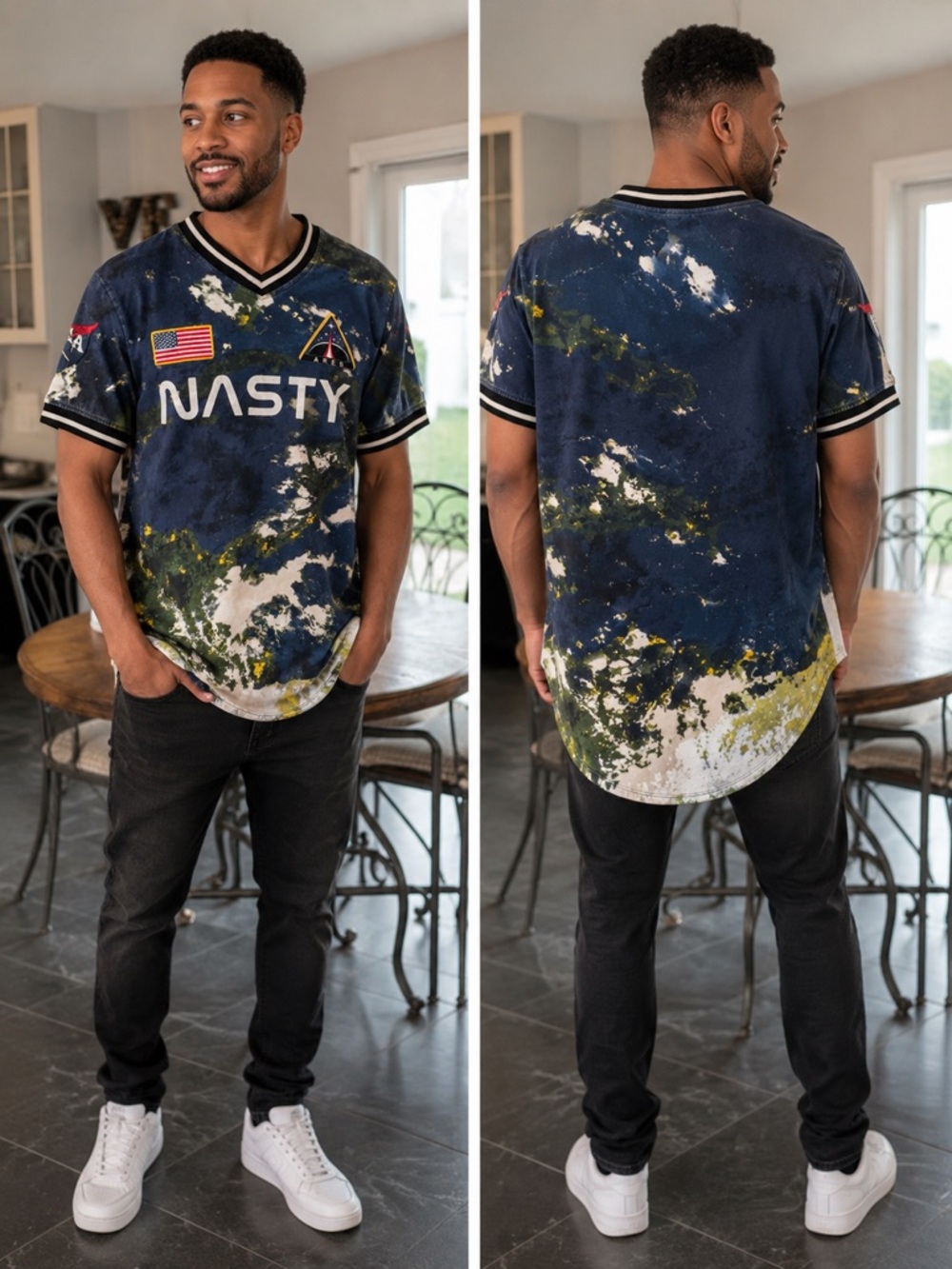 Nasty Navy Multi-Color Short Sleeve V-Neck Jersey